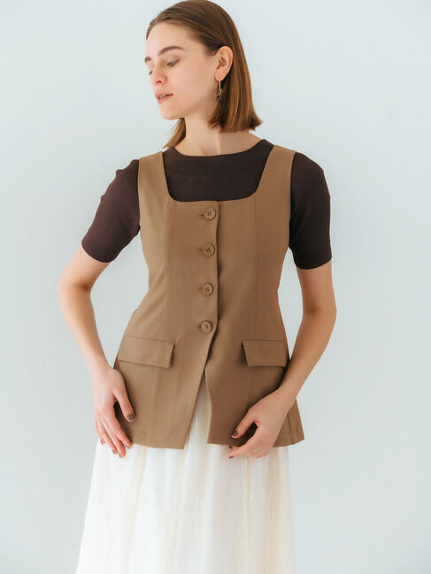 YECCA VECCA「リネンライクビスチェベスト」|ベスト・ジレ|