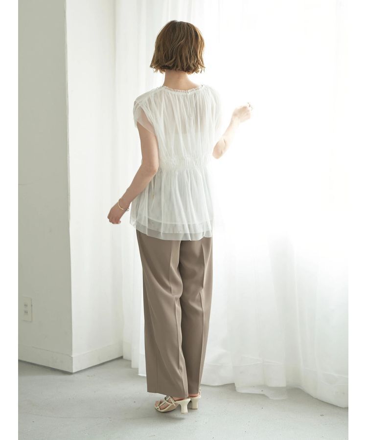 YECCA VECCA「チュールギャザーブラウス」|シャツ・ブラウス|