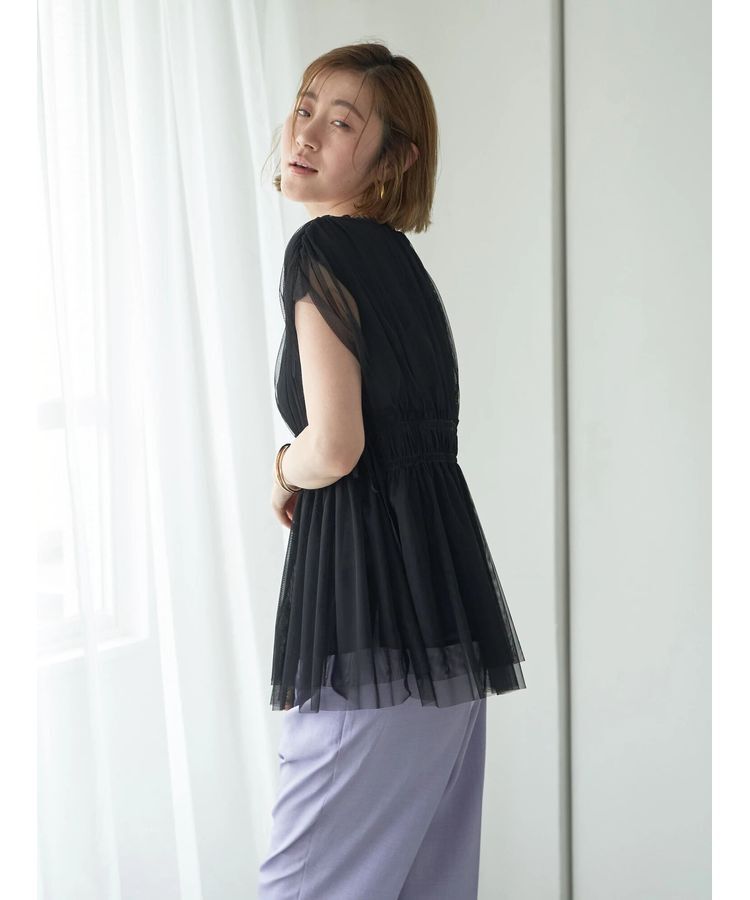 YECCA VECCA「チュールギャザーブラウス」|シャツ・ブラウス|