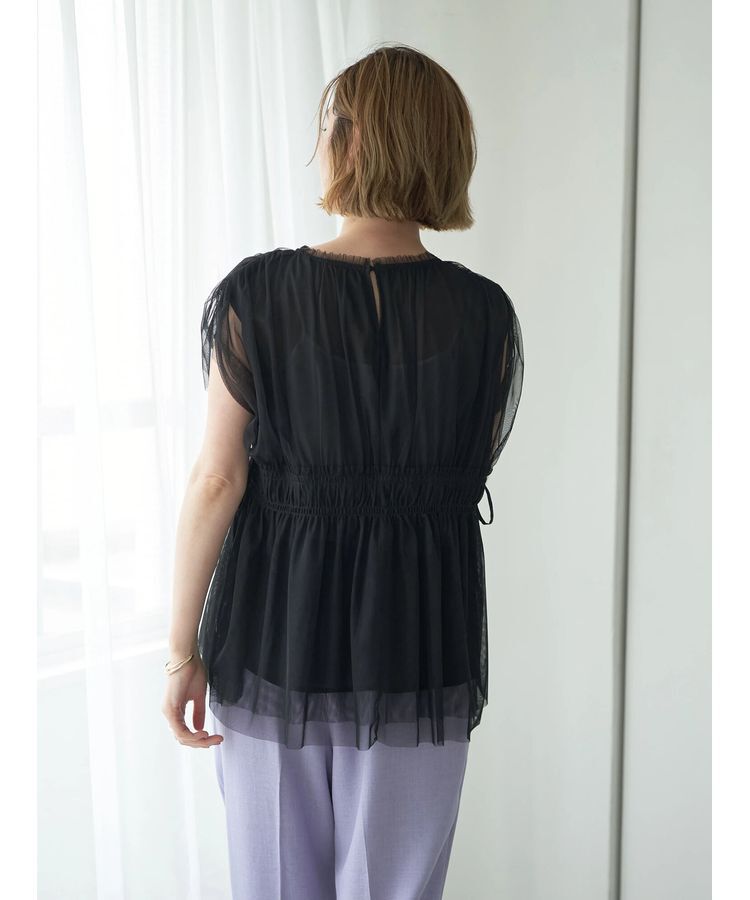 YECCA VECCA「チュールギャザーブラウス」|シャツ・ブラウス|