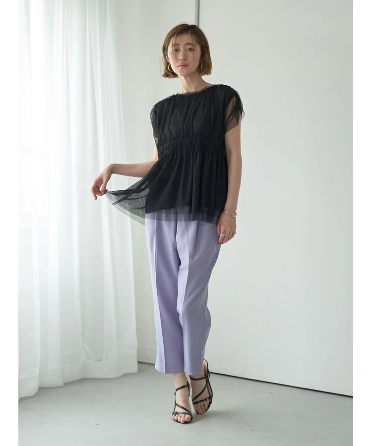 YECCA VECCA「チュールギャザーブラウス」|シャツ・ブラウス|
