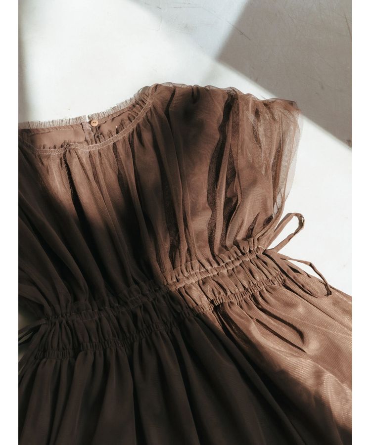 YECCA VECCA「チュールギャザーブラウス」|シャツ・ブラウス|