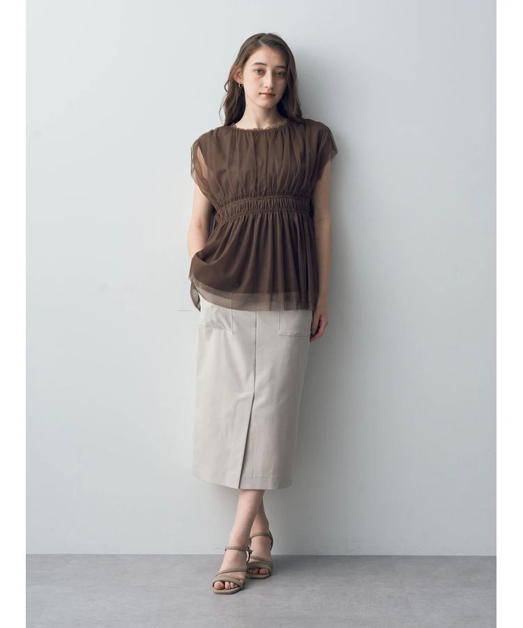 YECCA VECCA「チュールギャザーブラウス」|シャツ・ブラウス|