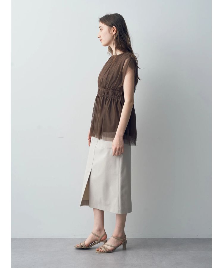 YECCA VECCA「チュールギャザーブラウス」|シャツ・ブラウス|