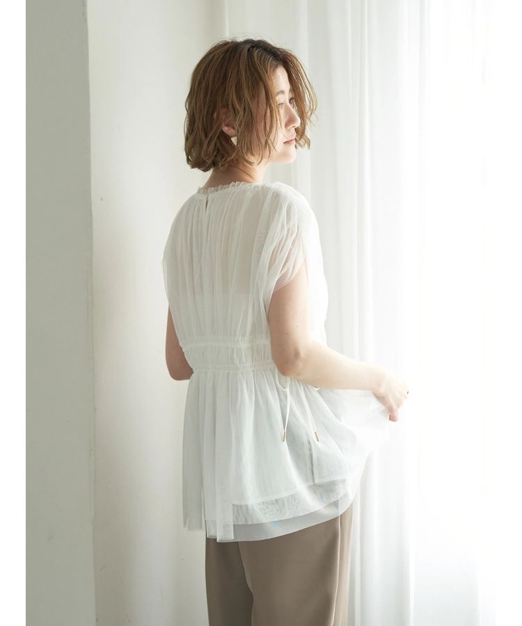 YECCA VECCA「チュールギャザーブラウス」|シャツ・ブラウス|
