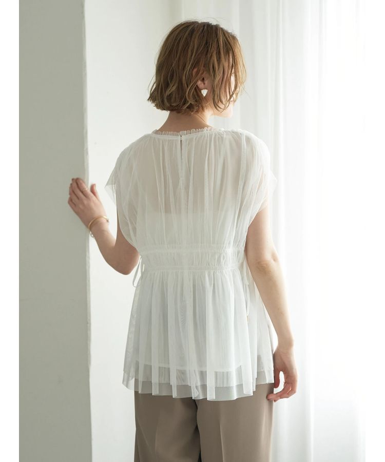 YECCA VECCA「チュールギャザーブラウス」|シャツ・ブラウス|