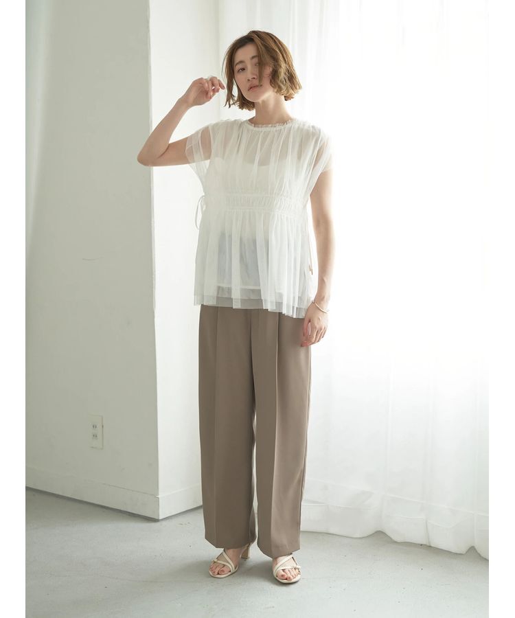 YECCA VECCA「チュールギャザーブラウス」|シャツ・ブラウス|