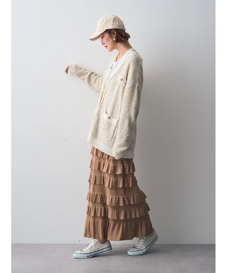YECCA VECCA「ティアードフリルラメニットスカート」|スカート|