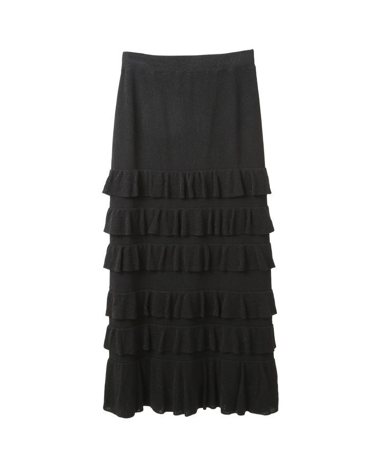 YECCA VECCA「ティアードフリルラメニットスカート」|スカート|