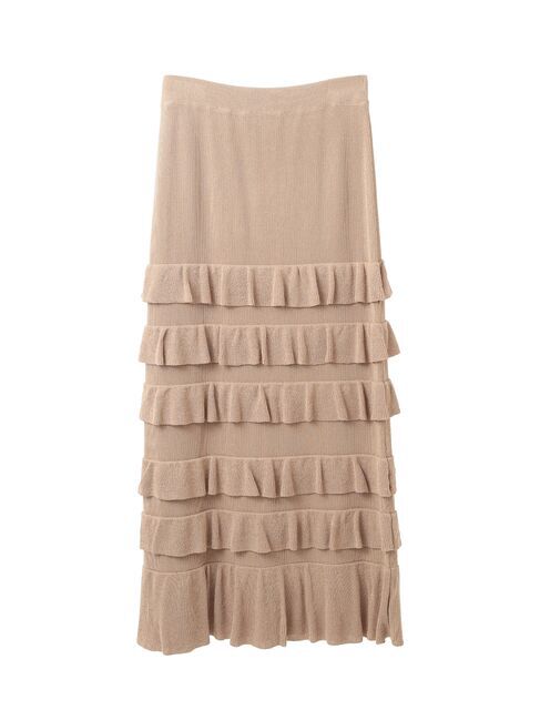YECCA VECCA「ティアードフリルラメニットスカート」|スカート|