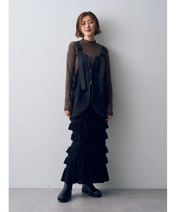 YECCA VECCA「ティアードフリルラメニットスカート」|スカート|