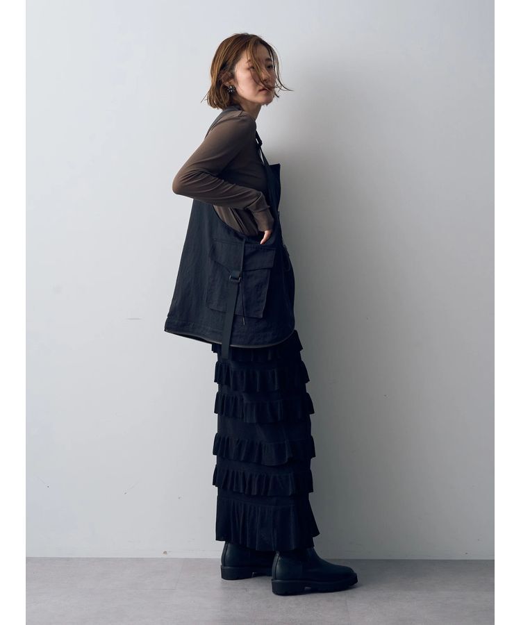 YECCA VECCA「ティアードフリルラメニットスカート」|スカート|