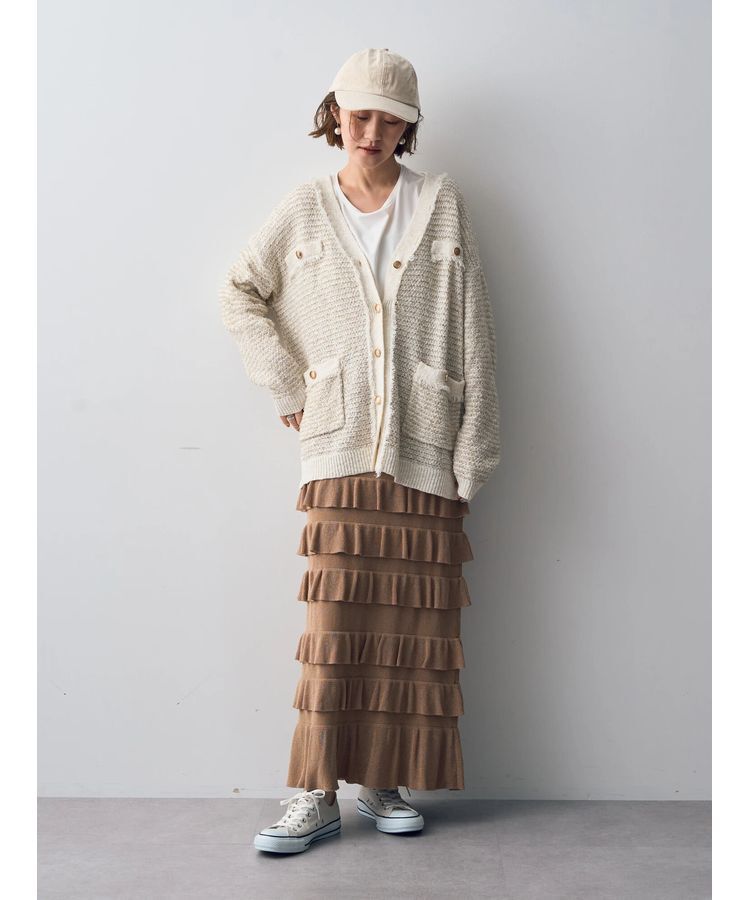 YECCA VECCA「ティアードフリルラメニットスカート」|スカート|