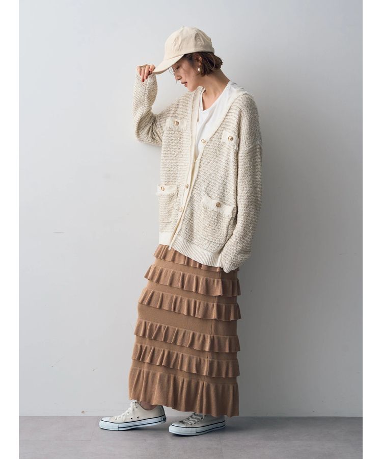 YECCA VECCA「ティアードフリルラメニットスカート」|スカート|