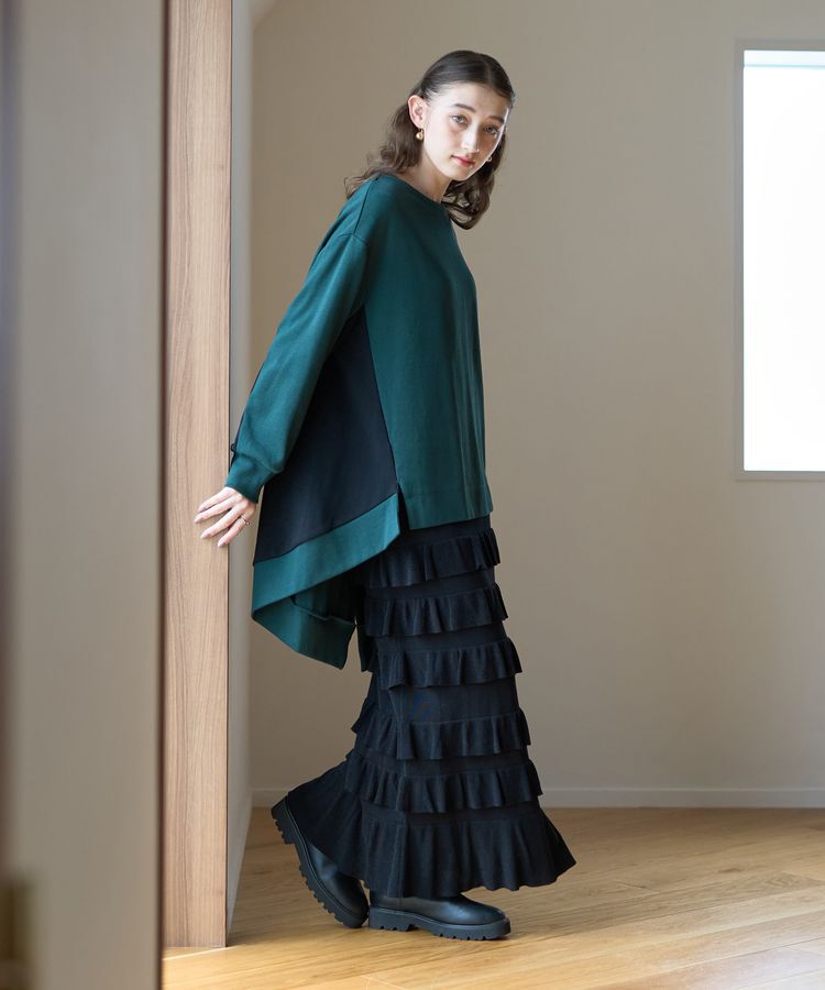 YECCA VECCA「ティアードフリルラメニットスカート」|スカート|