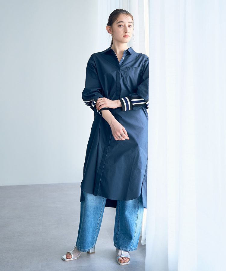 Editt by YECCA VECCA「リブMIXシャツワンピース」|ワンピース|