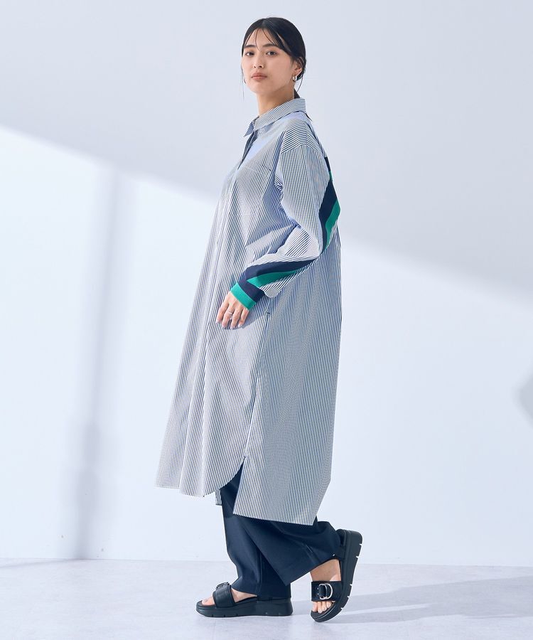 Editt by YECCA VECCA「リブMIXシャツワンピース」|ワンピース|