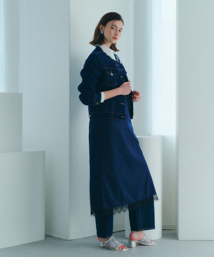 YECCA VECCA「ストライプ柄レースMIXキャミワンピース」|ワンピース|