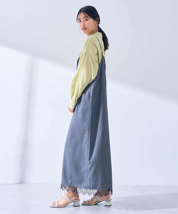 YECCA VECCA「ストライプ柄レースMIXキャミワンピース」|ワンピース|