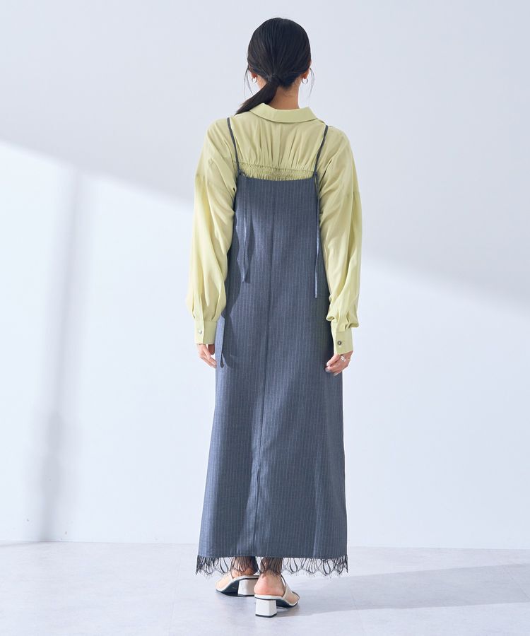 YECCA VECCA「ストライプ柄レースMIXキャミワンピース」|ワンピース|