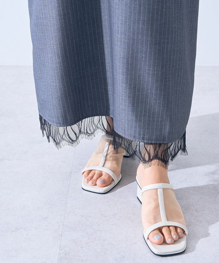 YECCA VECCA「ストライプ柄レースMIXキャミワンピース」|ワンピース|