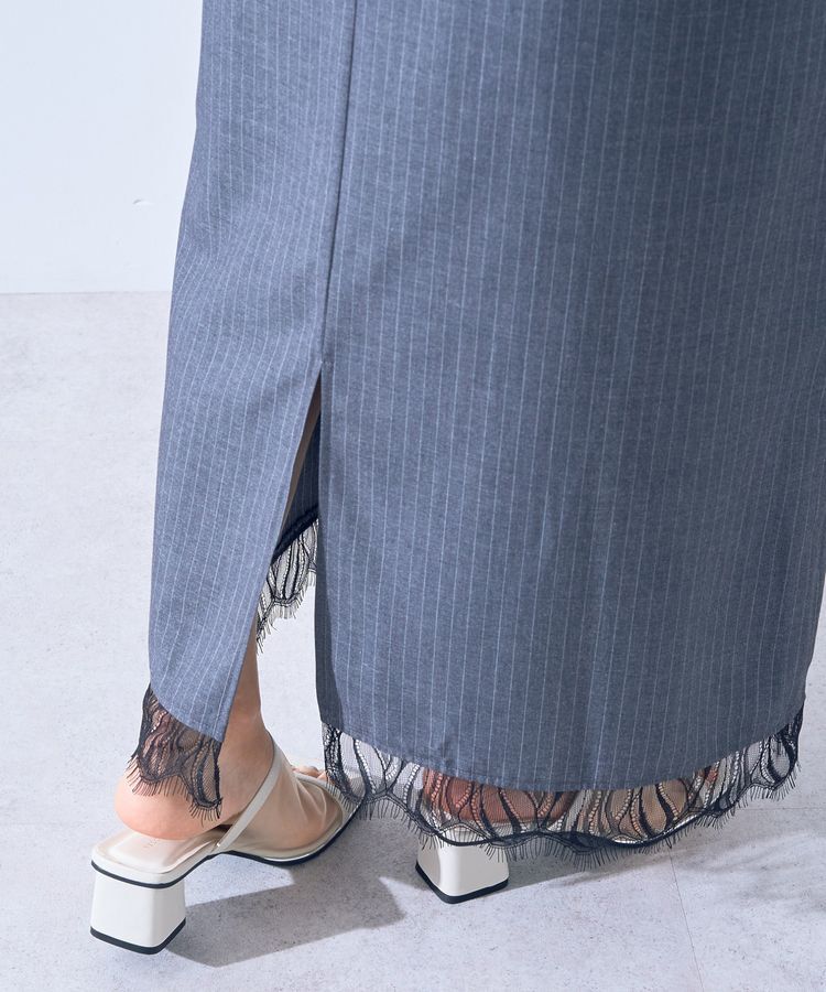 YECCA VECCA「ストライプ柄レースMIXキャミワンピース」|ワンピース|