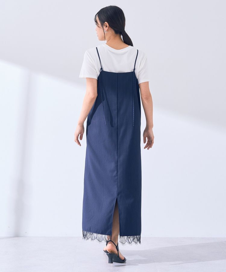 YECCA VECCA「ストライプ柄レースMIXキャミワンピース」|ワンピース|