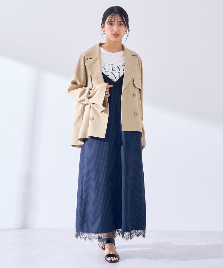 YECCA VECCA「ストライプ柄レースMIXキャミワンピース」|ワンピース|