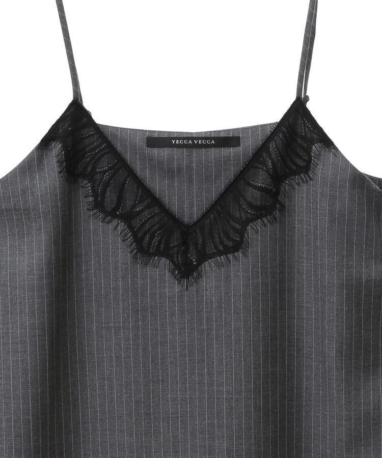 YECCA VECCA「ストライプ柄レースMIXキャミワンピース」|ワンピース|