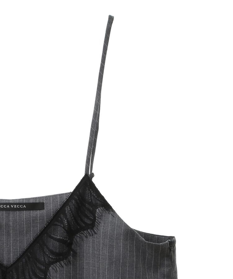 YECCA VECCA「ストライプ柄レースMIXキャミワンピース」|ワンピース|