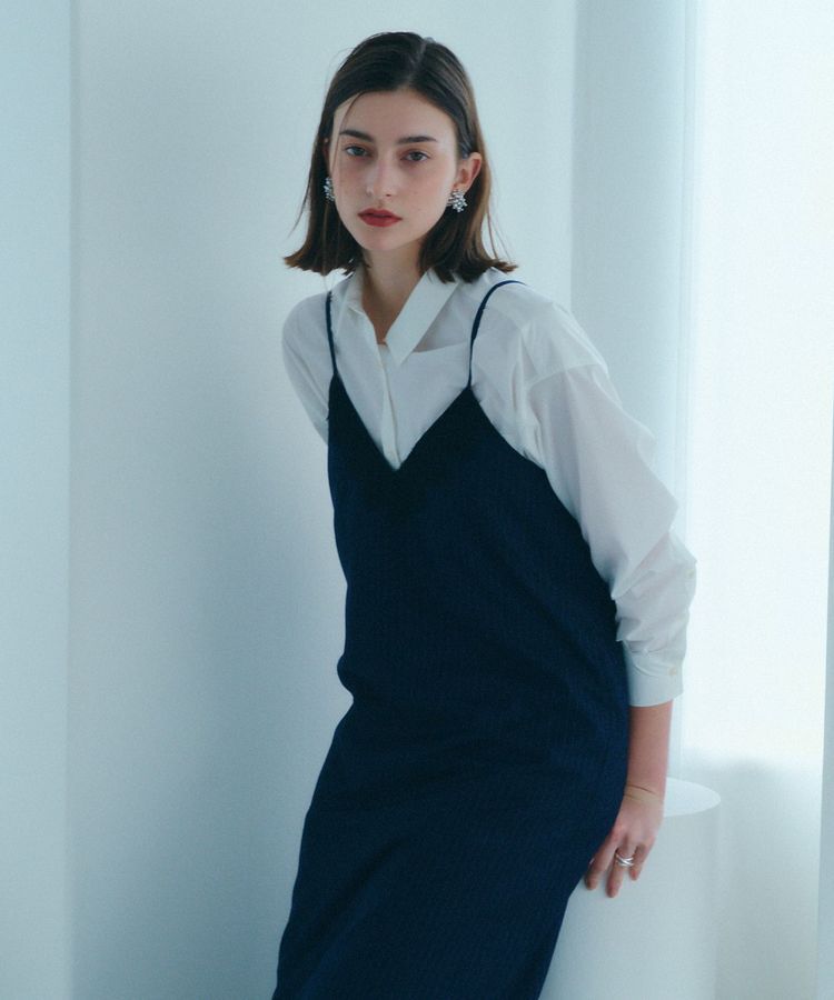 YECCA VECCA「ストライプ柄レースMIXキャミワンピース」|ワンピース|