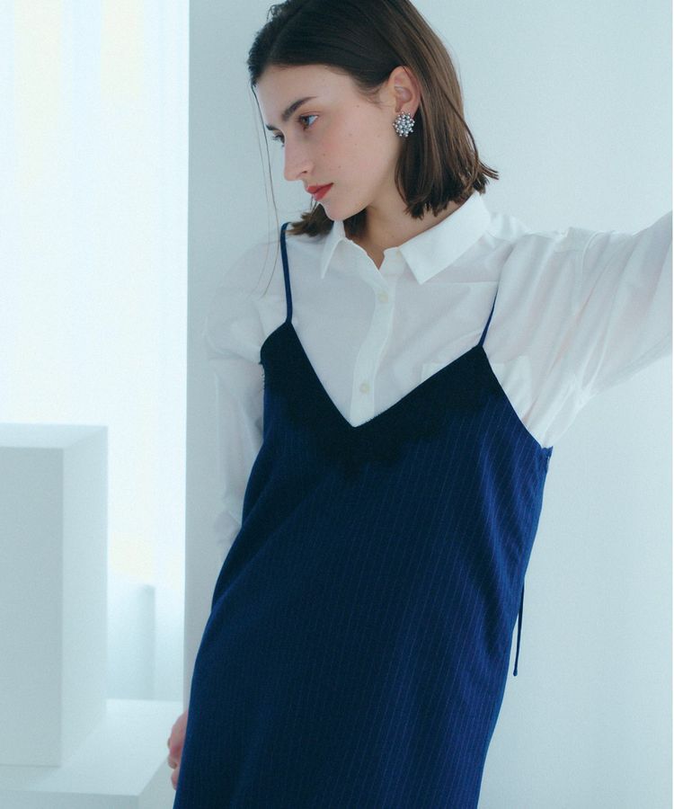 YECCA VECCA「ストライプ柄レースMIXキャミワンピース」|ワンピース|