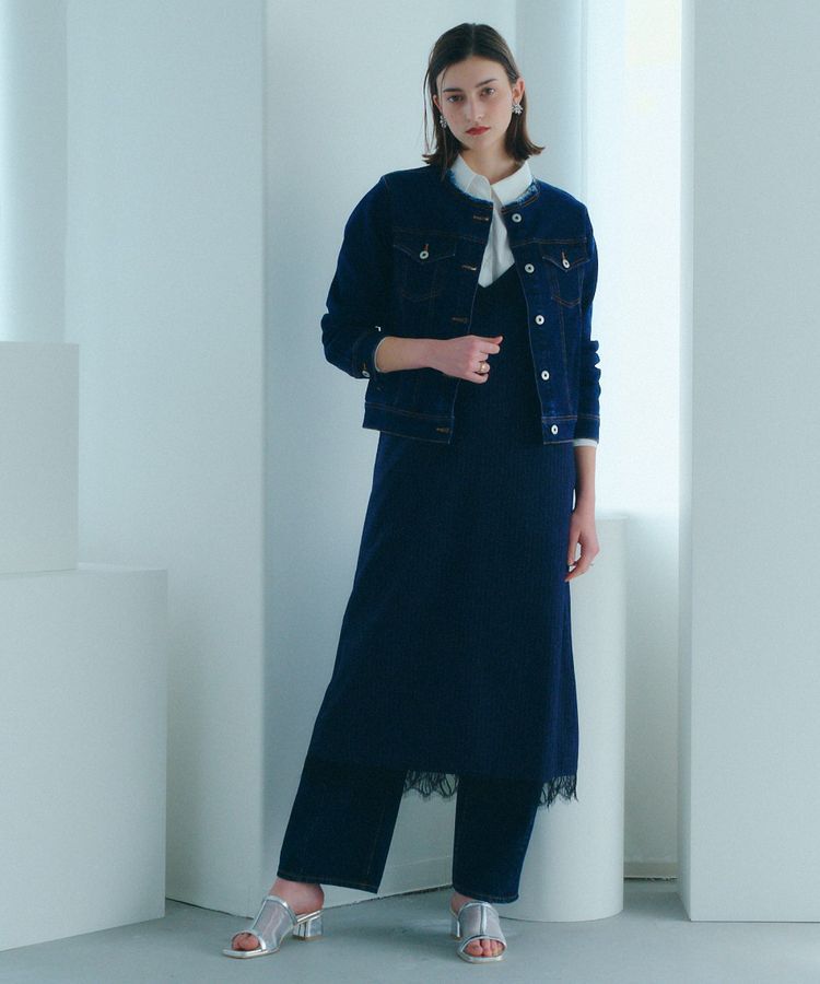 YECCA VECCA「ストライプ柄レースMIXキャミワンピース」|ワンピース|