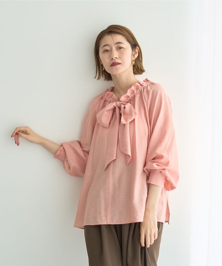 YECCA VECCA「フリルギャザーボウタイブラウス」|シャツ・ブラウス|