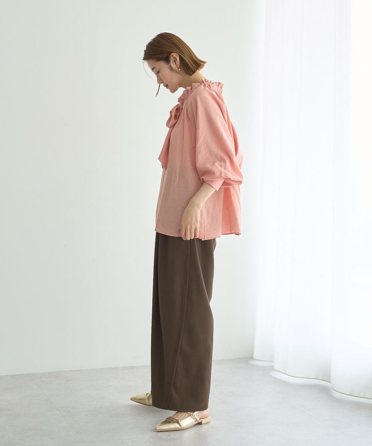 YECCA VECCA「フリルギャザーボウタイブラウス」|シャツ・ブラウス|