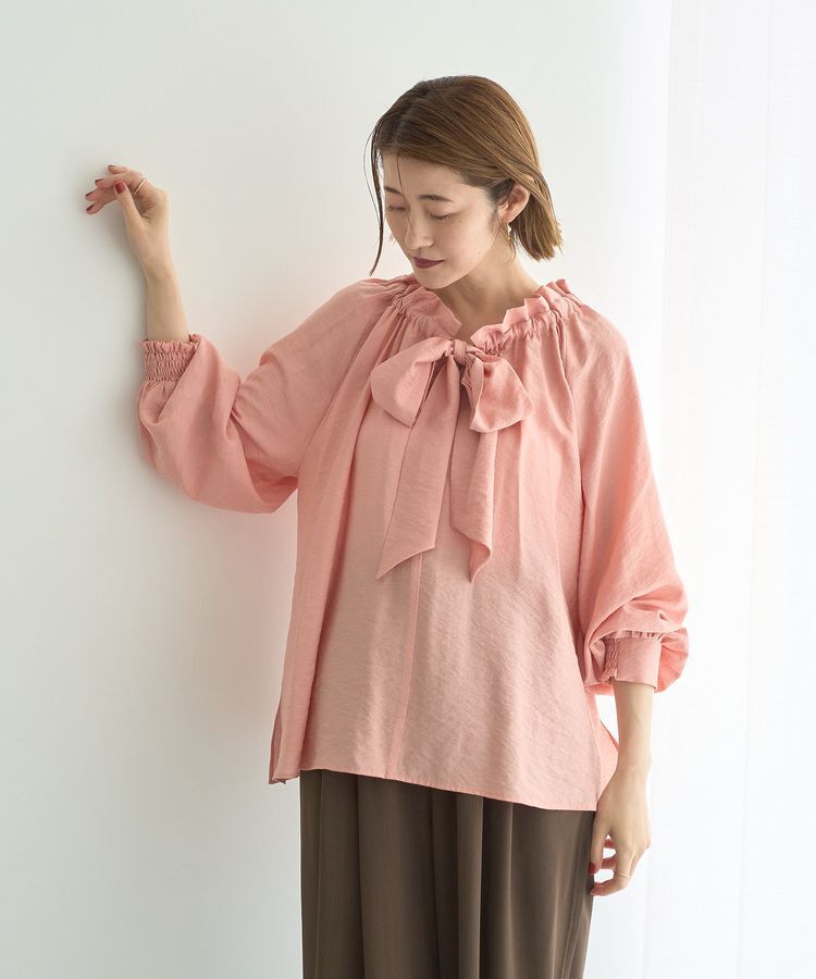 YECCA VECCA「フリルギャザーボウタイブラウス」|シャツ・ブラウス|