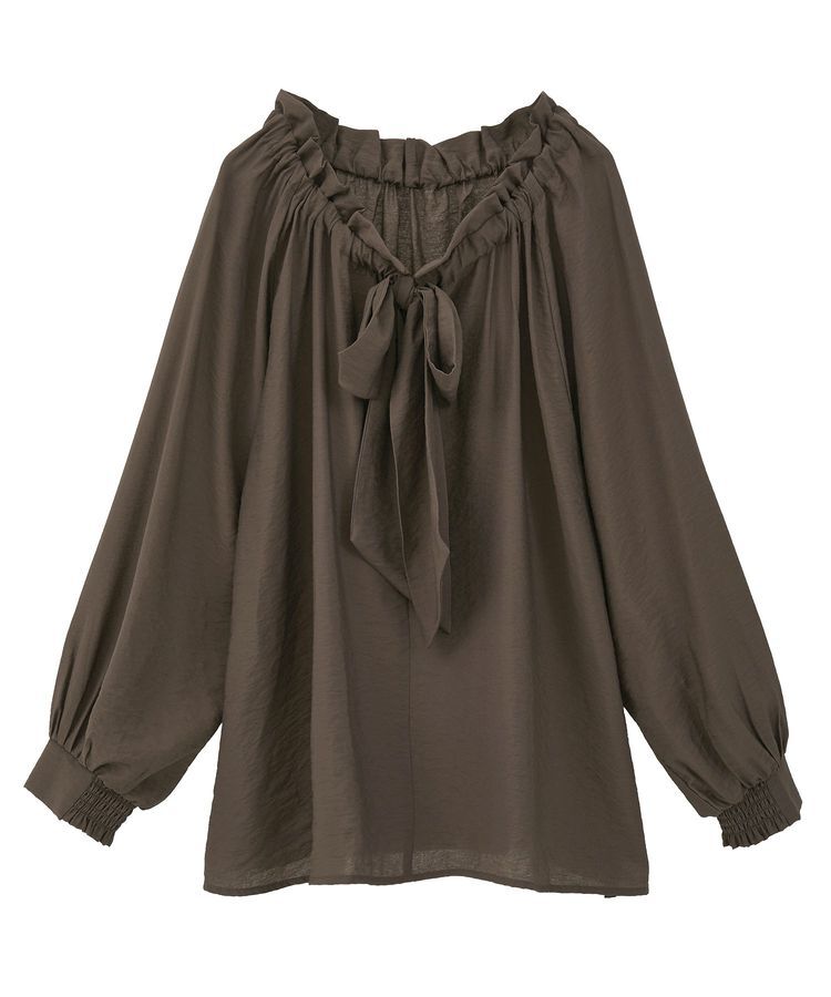 YECCA VECCA「フリルギャザーボウタイブラウス」|シャツ・ブラウス|