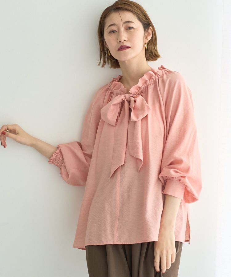 YECCA VECCA「フリルギャザーボウタイブラウス」|シャツ・ブラウス|Pink