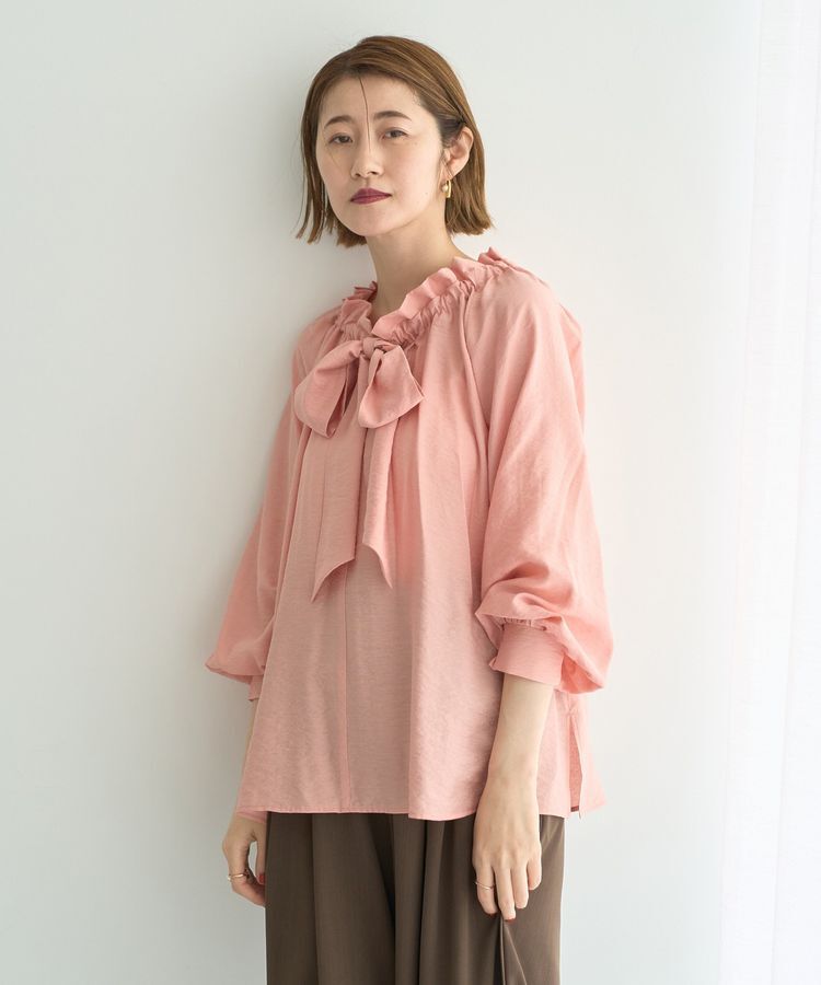 YECCA VECCA「フリルギャザーボウタイブラウス」|シャツ・ブラウス|