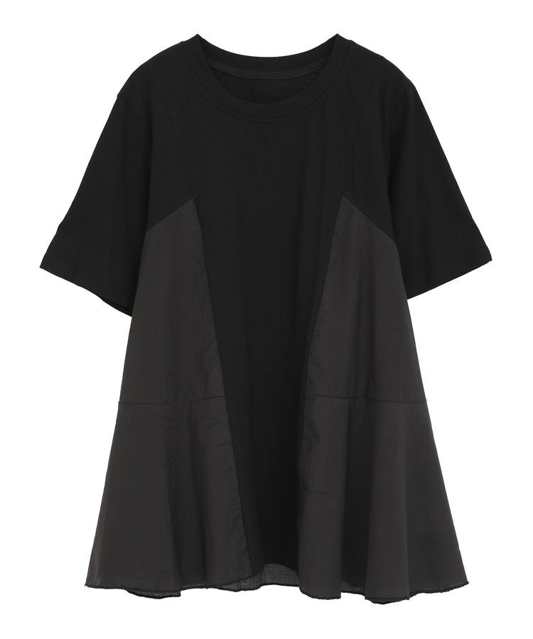 YECCA VECCA「【DOLL UP OOPS】異素材切替フレアートップス」|Tシャツ・カットソー|