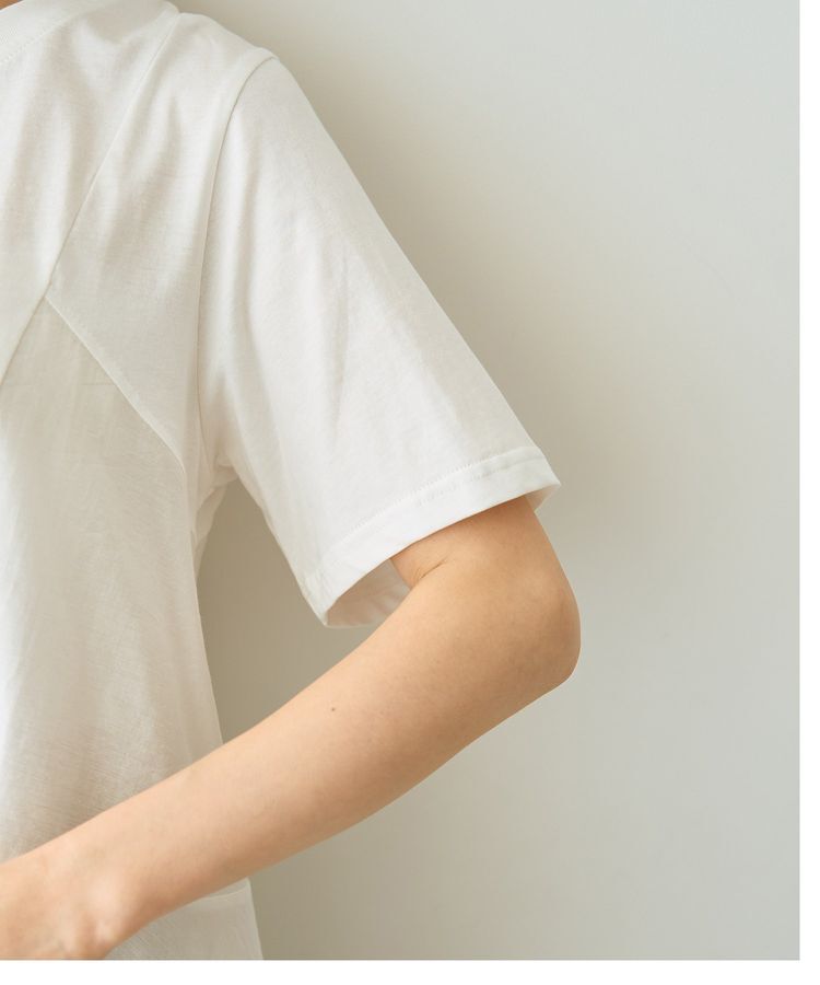 YECCA VECCA「【DOLL UP OOPS】異素材切替フレアートップス」|Tシャツ・カットソー|