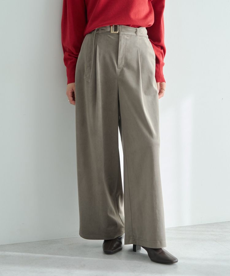 YECCA VECCA「ベルテッドカルゼ起毛ワイドパンツ」|その他|