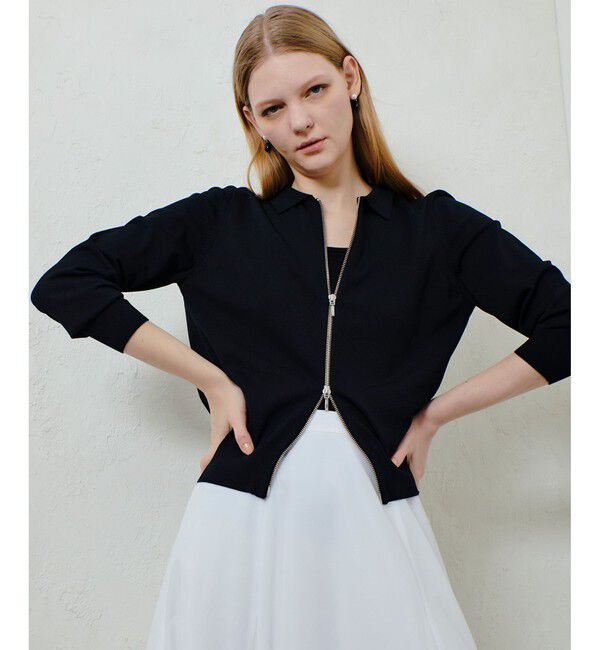 allureville「布帛コンビニットブルゾン」|カーディガン|ブラック