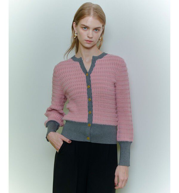 LOULOU WILLOUGHBY「◇【LOULOU WILLOUGHBY】フェザーボーダーカーディガン」|カーディガン|ピンク