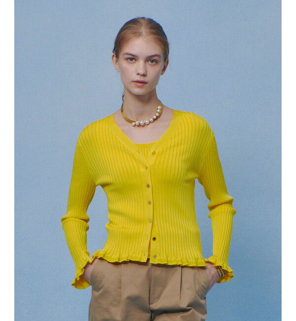 allureville/【LOULOU WILLOUGHBY】ワイドリブヘムフリルカーディガン