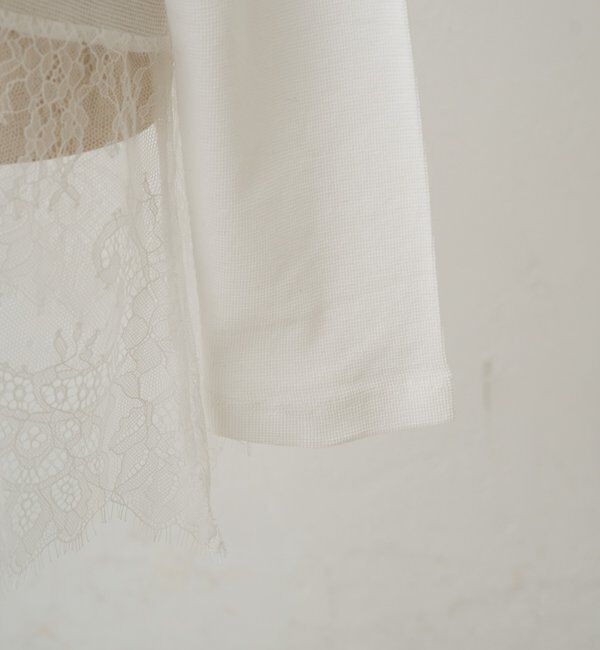  「レースヘムシアーワッフルカットソー」|Tシャツ・カットソー|