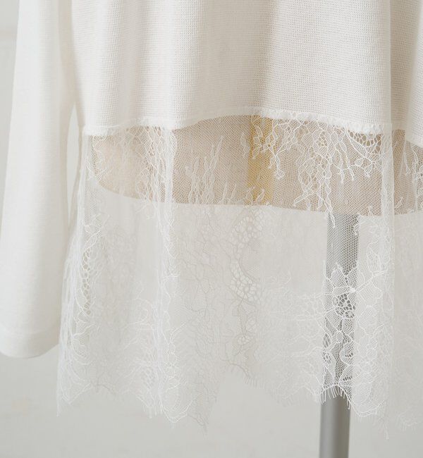  「レースヘムシアーワッフルカットソー」|Tシャツ・カットソー|