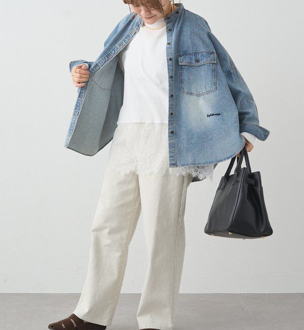  「レースヘムシアーワッフルカットソー」|Tシャツ・カットソー|