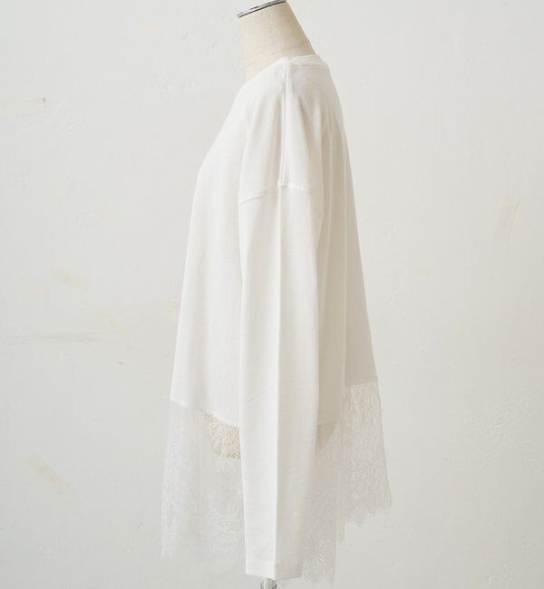  「レースヘムシアーワッフルカットソー」|Tシャツ・カットソー|