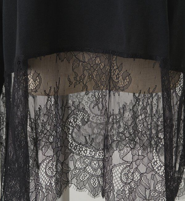  「レースヘムシアーワッフルカットソー」|Tシャツ・カットソー|